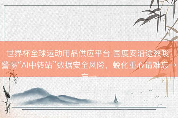 世界杯全球运动用品供应平台 国度安沿途教唆:警惕“AI中转站”数据安全风险,蜕化重心请难忘→