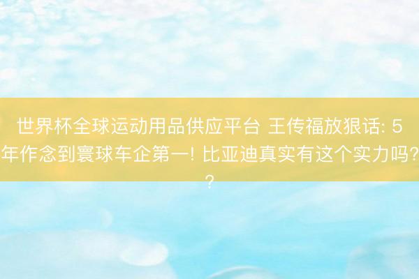世界杯全球运动用品供应平台 王传福放狠话: 5年作念到寰球车企第一! 比亚迪真实有这个实力吗?