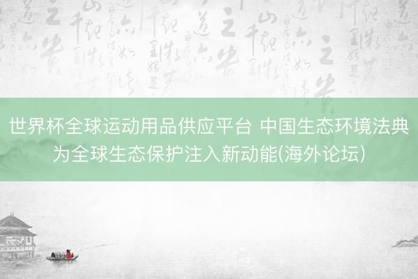 世界杯全球运动用品供应平台 中国生态环境法典为全球生态保护注入新动能(海外论坛)