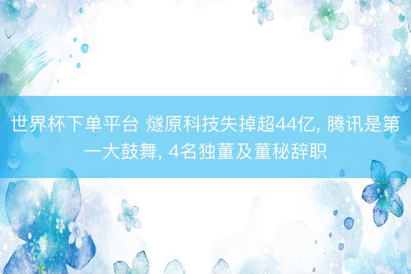 世界杯下单平台 燧原科技失掉超44亿， 腾讯是第一大鼓舞， 4名独董及董秘辞职