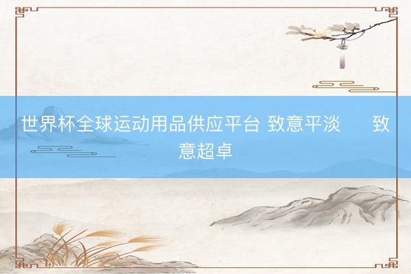 世界杯全球运动用品供应平台 致意平淡     致意超卓